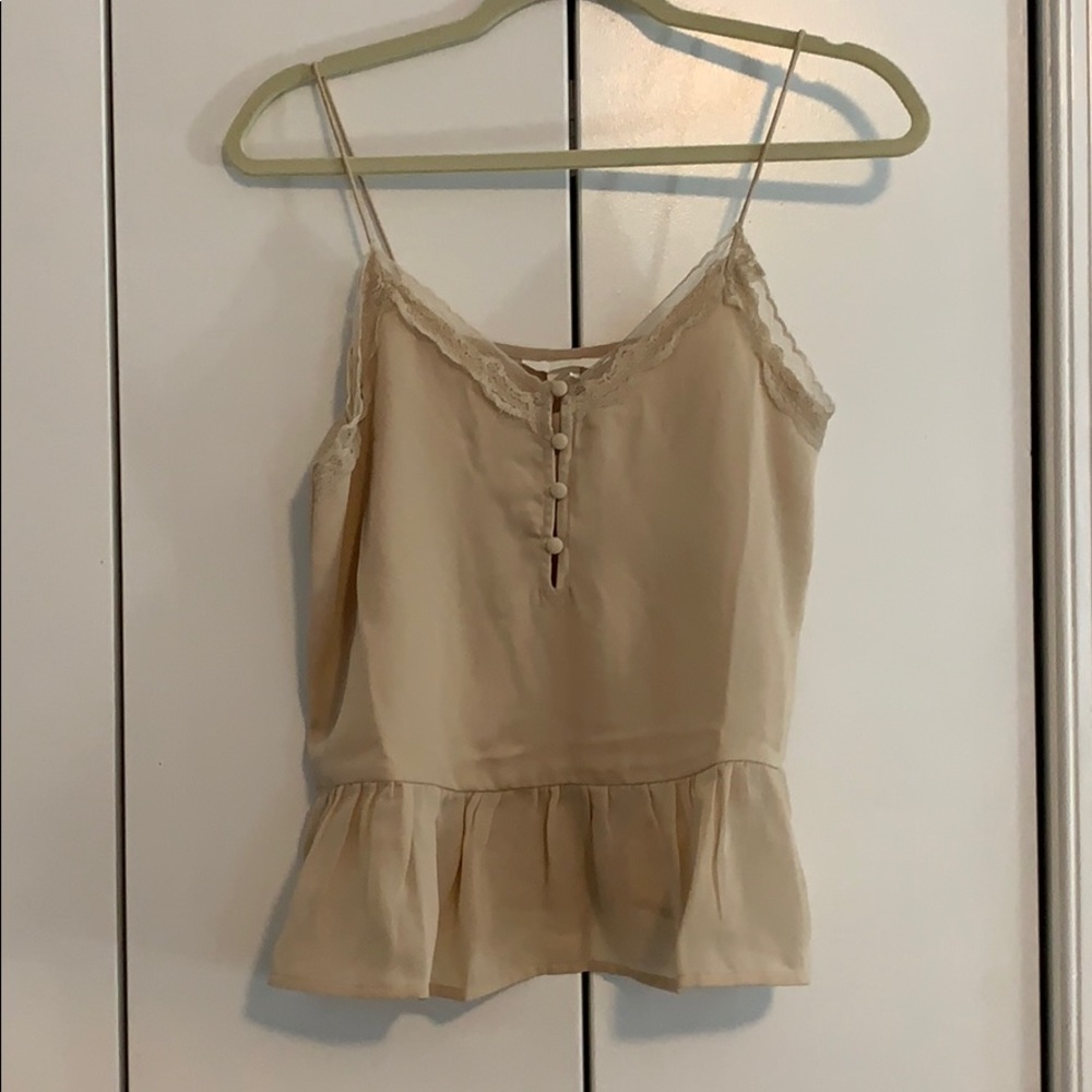 Cream Bottom Ruffle Tank Top